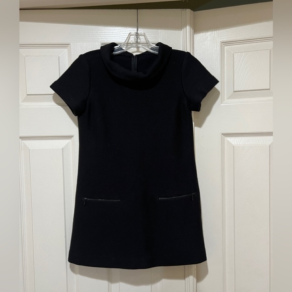 THEORY Black Collard Shift Wool Blend Dress Short Sleeve LBD Career Work party 2 - Picture 1 of 12